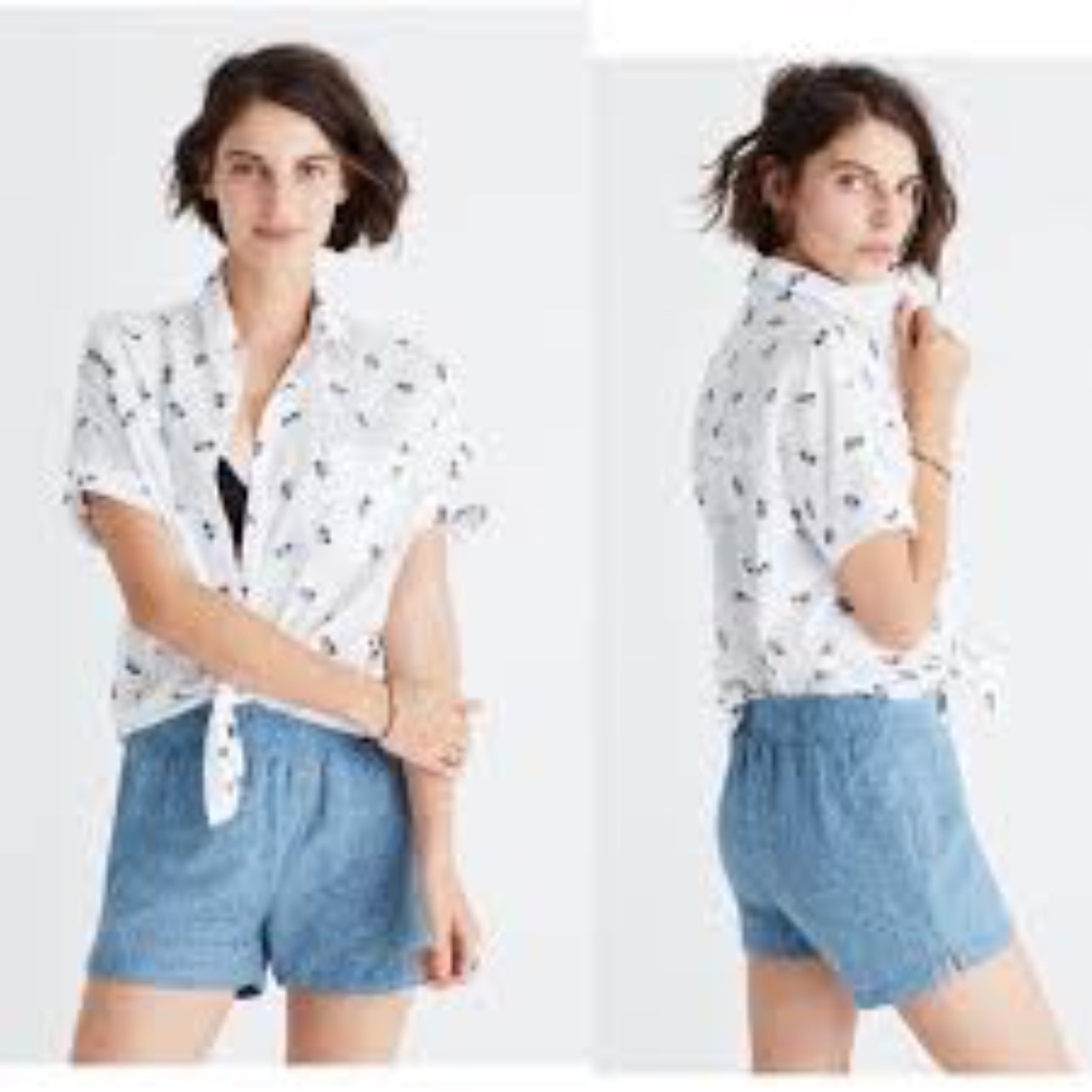 NWT Madewell Blue Summer Shorts Sz Large